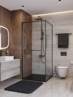 Душевой уголок CEZARES LUX-A-FS-1-90-C-GM Оружейная сталь